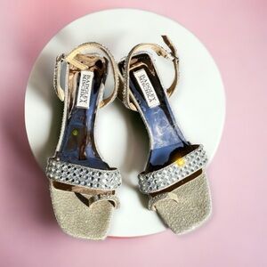 🌻Badgley Mischka "Beatrice" Chunky Block Heel Rhinestone Sandal Size 8.5